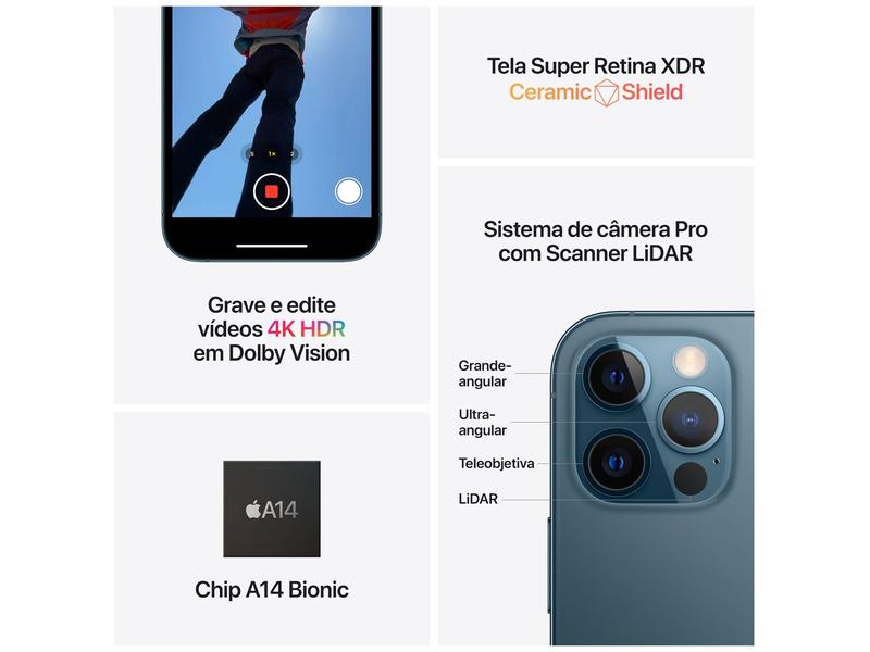 iPhone 12 Pro Apple 512GB Grafite 6,1” - Câm. Tripla 12MP